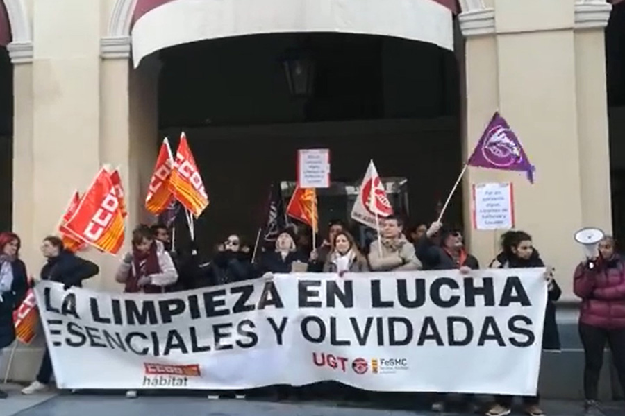 El éxito de la huelga en la limpieza de Huesca provoca una desmedida reacción empresarial y de alguna administración pública